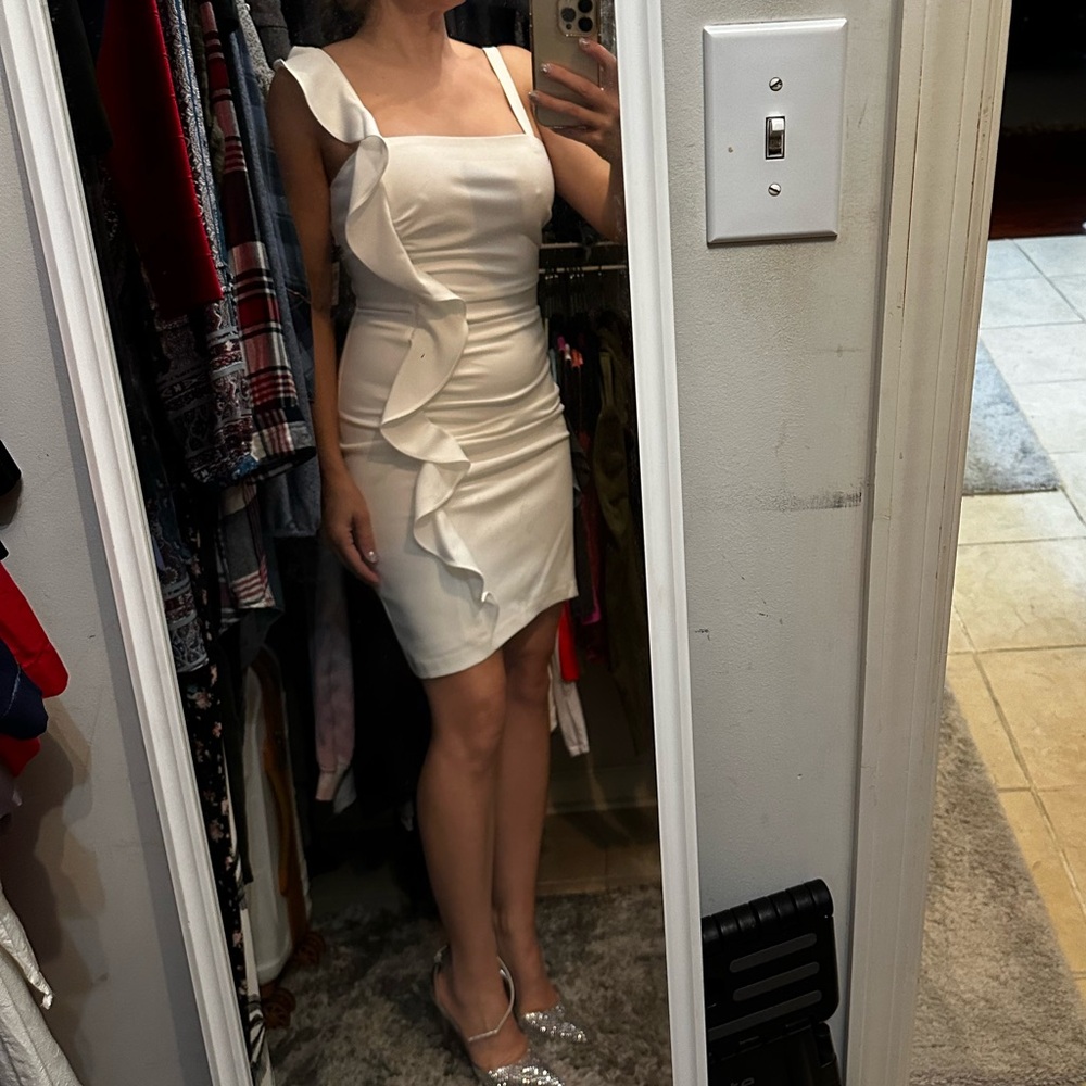 Guess White Ruffle Dress